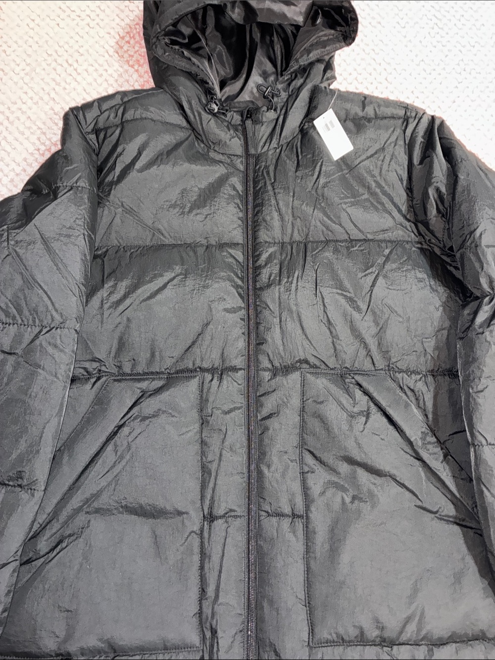 Men's Black Hooded Puffer Jacket Old Navy large or X-Large NWT